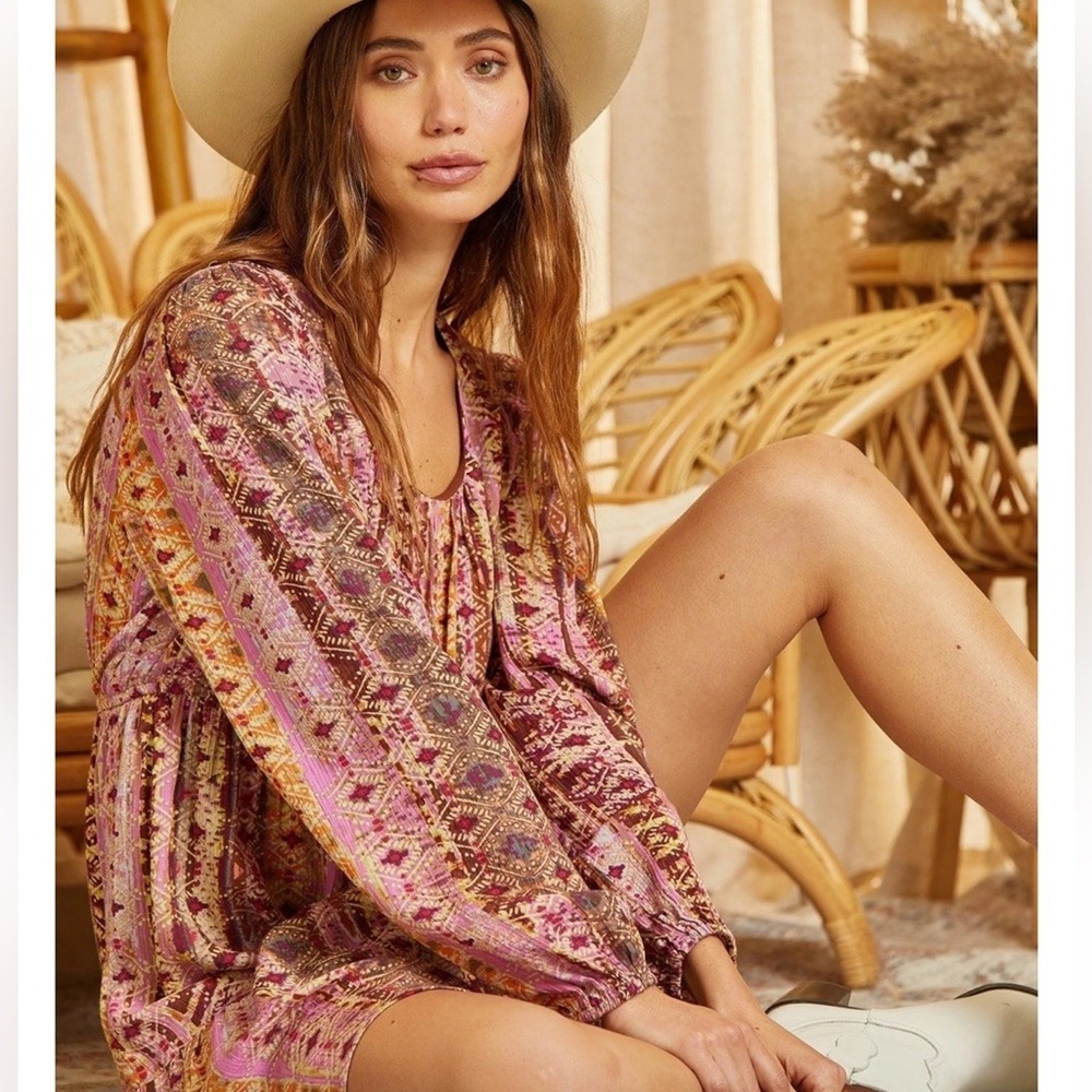 Savanna Jane NWT‎ SZ Small Purple & Pink multi colored printed Mini Dress